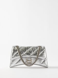 Стеганая сумка на плечо crush s из мятой кожи Balenciaga, серебряный