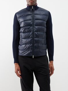 Трикотажное и стеганое пальто Moncler, синий