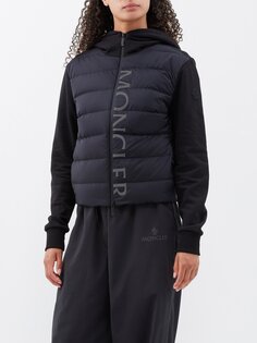 Куртка хлопковой вязки со стегаными вставками Moncler, черный