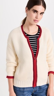 Кардиган Alex Mill Fred Zip Sweater in Chunky Knit Cotton, слоновая кость