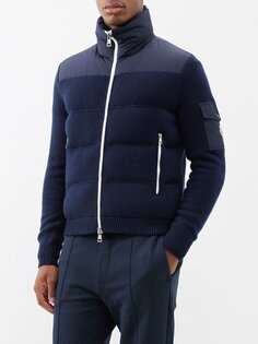 Стеганый пуховик из шерсти Moncler, синий