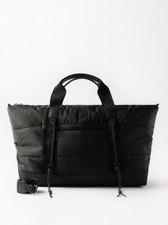 Стеганая дорожная сумка с кожаной отделкой из рипстопа Moncler, черный