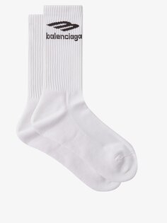 Носки из смесового хлопка с жаккардовым логотипом Balenciaga, белый