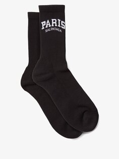 Носки из смесового хлопка с жаккардовым логотипом paris Balenciaga, черный