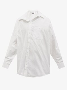 Рубашка из хлопкового поплина асимметричного кроя со складками Balenciaga, белый