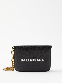 Кошелек из искусственной кожи с логотипом и ремешком-цепочкой Balenciaga, черный