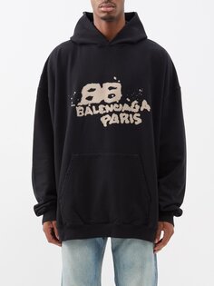 Толстовка оверсайз из хлопкового джерси с логотипом bb Balenciaga, черный