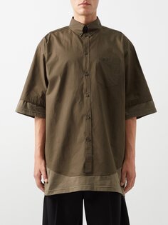 Многослойная рубашка из хлопкового поплина Balenciaga, зеленый