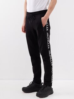 Спортивные брюки из хлопкового джерси с вышитым логотипом Moncler, черный