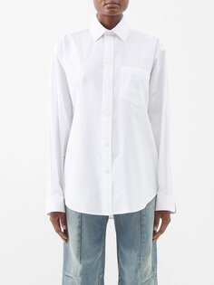 Рубашка из хлопкового поплина «песочные часы» Balenciaga, белый