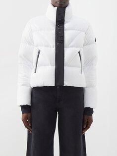 Бордовый пуховик Moncler, белый