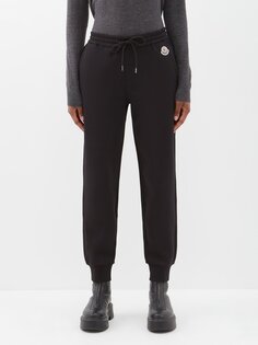 Спортивные брюки из смесового хлопка с нашивкой-логотипом Moncler, черный