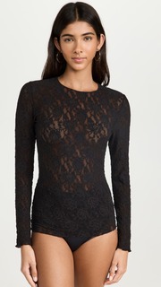 Топ Hanky Panky Signature Lace Unlined Long Sleeve, черный