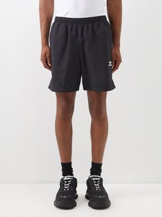 Спортивные шорты из нейлона с вышитым логотипом Balenciaga, черный