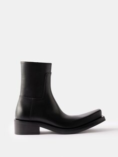 Кожаные ботинки santiago с квадратным носком Balenciaga, черный