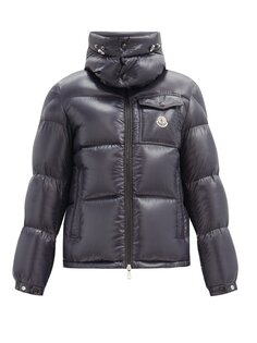 Стеганое пуховик montbeliard с капюшоном Moncler, синий