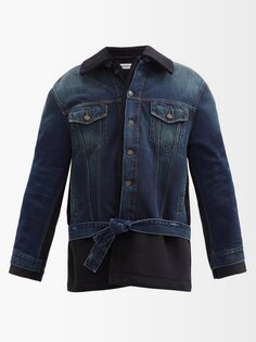 Многослойное джинсовое пальто с необработанными краями Balenciaga, синий