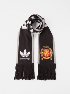 Жаккардовый шарф adidas с логотипом x Balenciaga, черный