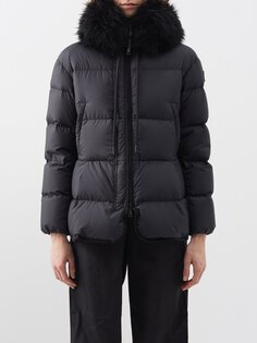 Стеганый пуховик locustelle с отделкой искусственным мехом Moncler, черный