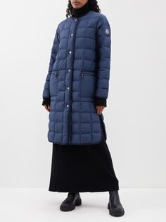 Длинное стеганое пуховое пальто faisan Moncler, синий