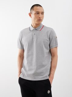 Рубашка-поло из хлопкового пике Moncler, серый