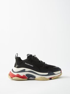 Кроссовки triple s из искусственной кожи и сетки Balenciaga, черный