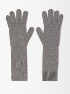Перчатки из смесовой шерсти с нашивкой-логотипом Moncler, серый