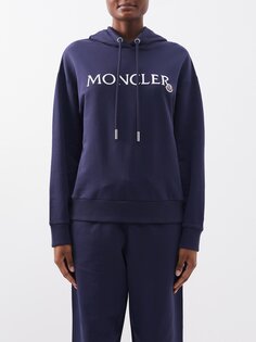 Толстовка из хлопкового джерси с вышитым логотипом Moncler, синий