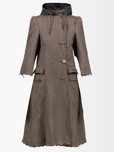 Пальто строгого кроя с капюшоном и узором &quot;гусиные лапки&quot; Balenciaga, коричневый