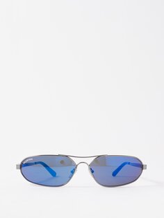 Солнцезащитные очки-авиаторы из эластичного зеркального металла Balenciaga, синий