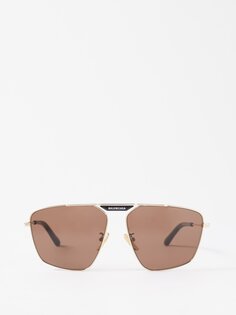 Солнцезащитные очки-авиаторы tag 2.0 в металлическом корпусе Balenciaga, золото
