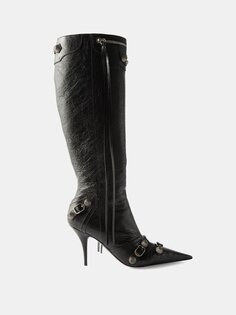Кожаные ботинки cagole с пряжками Balenciaga, черный