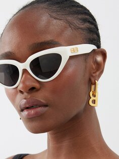 Солнцезащитные очки «кошачий глаз» из ацетата с металлической пластинкой bb Balenciaga, белый