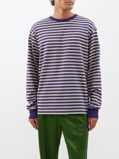 Полосатая футболка из хлопкового джерси с длинными рукавами Needles, фиолетовый