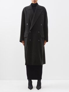 Двубортное пальто из смесового кашемира Balenciaga, серый