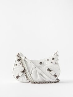 Миниатюрная кожаная сумка через плечо le cagole Balenciaga, белый