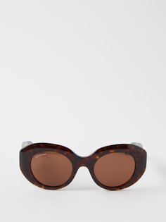 Солнцезащитные очки rive gauche круглой формы из ацетата Balenciaga, коричневый