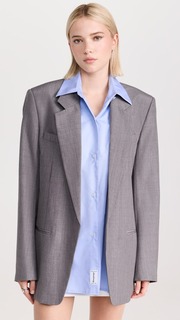 Блейзер Alexander Wang Drapey Oversized with Collared Shirt Combo, серый