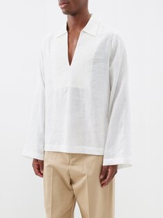 Рубашка omar с v-образным вырезом и вышивкой Nili Lotan, белый