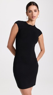 Платье мини Victoria Beckham Cap Sleeve Fitted, черный
