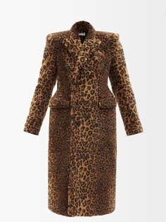 Пальто leo из искусственного меха с талией «песочные часы» Balenciaga, коричневый