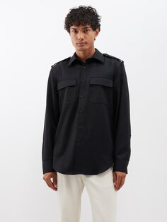 Рубашка pollinci из шерстяного твила с карманами и клапанами Nili Lotan, черный