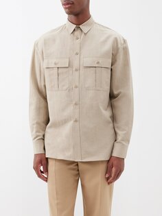Твиловая рубашка matthieu с карманами с клапаном Nili Lotan, коричневый