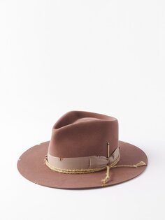 Фетровая шляпа-федора с простроченной репсовой отделкой Nick Fouquet, розовый