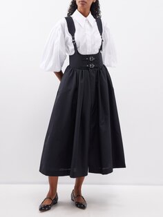 Шерстяное платье миди с фартуком с пряжками Noir Kei Ninomiya, черный
