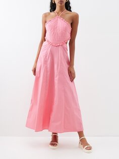 Хлопковое платье макси lila с открытой спиной Bird &amp; Knoll, розовый