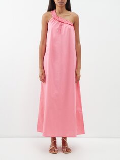 Платье макси donatella на одно плечо из хлопкового поплина Bird &amp; Knoll, розовый