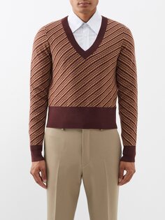 Укороченный свитер cobera жаккардовой вязки из шерсти мериноса Ben Cobb X Tiger Of Sweden, коричневый