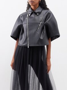 Укороченная куртка из искусственной кожи с короткими рукавами Noir Kei Ninomiya, черный
