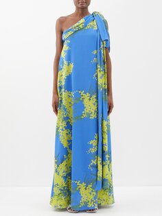 Платье gala на одно плечо из жоржета с цветочным принтом BERNADETTE, синий